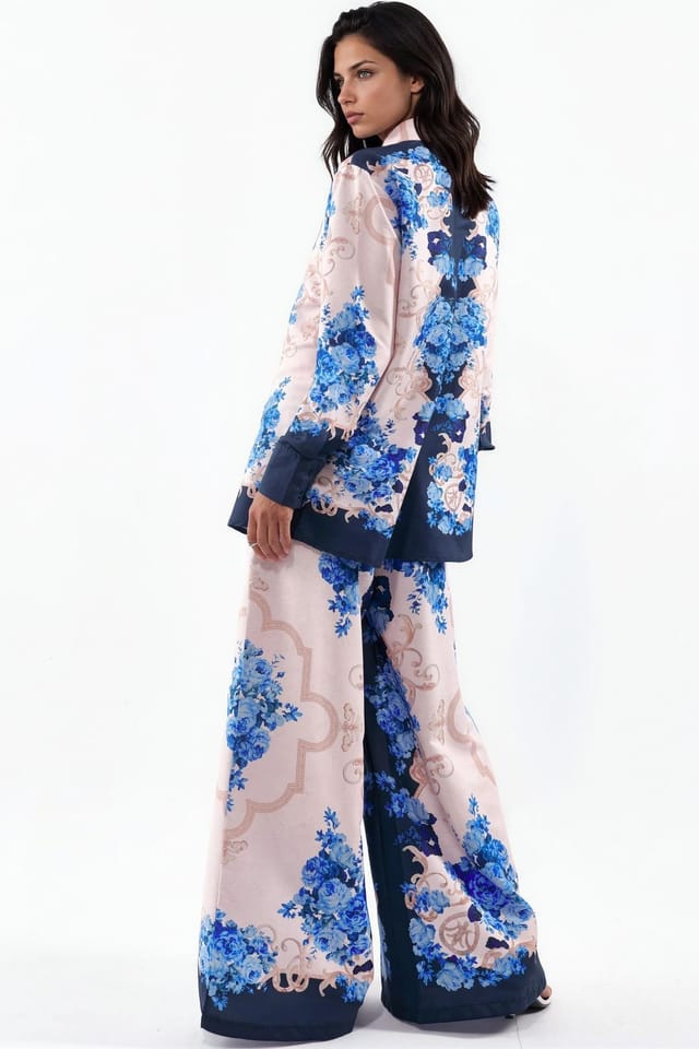 MSN Collection MSN Collection Women's Floral Shirt & Wide-Leg Pants Set - 2