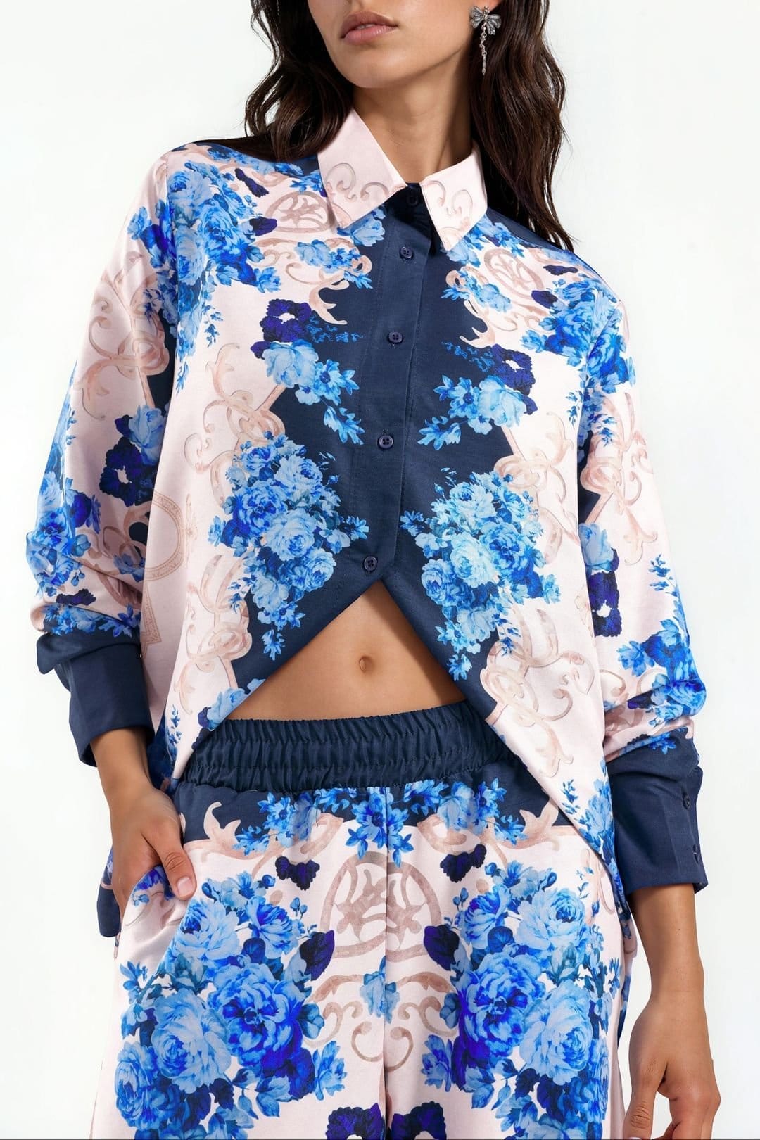 MSN Collection MSN Collection Women's Floral Shirt & Wide-Leg Pants Set - 4
