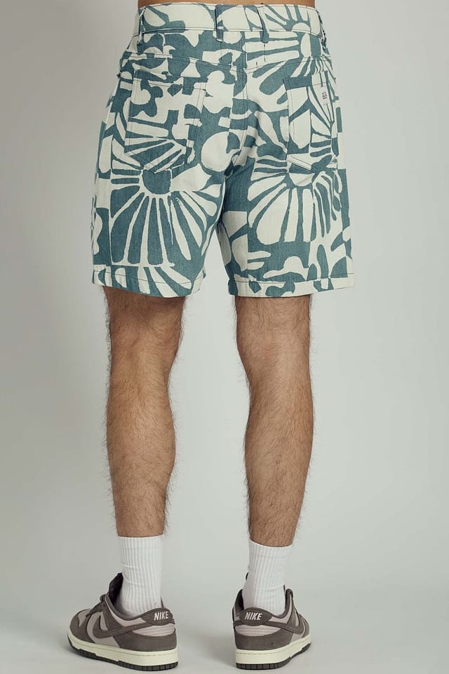 Native Youth Native Youth Men's Cotton Floral Print Denim Shorts in Blue - 2