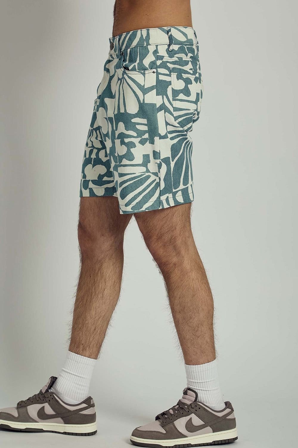 Native Youth Native Youth Men's Cotton Floral Print Denim Shorts in Blue - 4