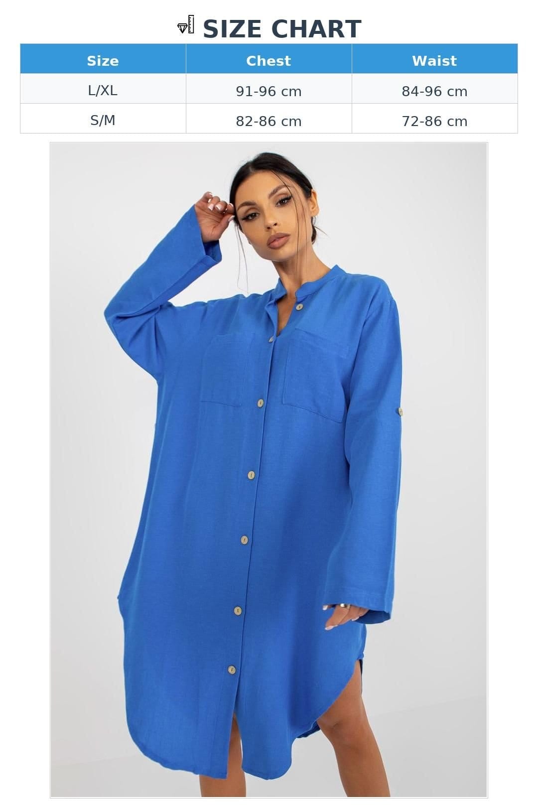 Love Lace Love Lace Women's Shirt Button Down Long Sleeve Pocket Dress in Blue - 4