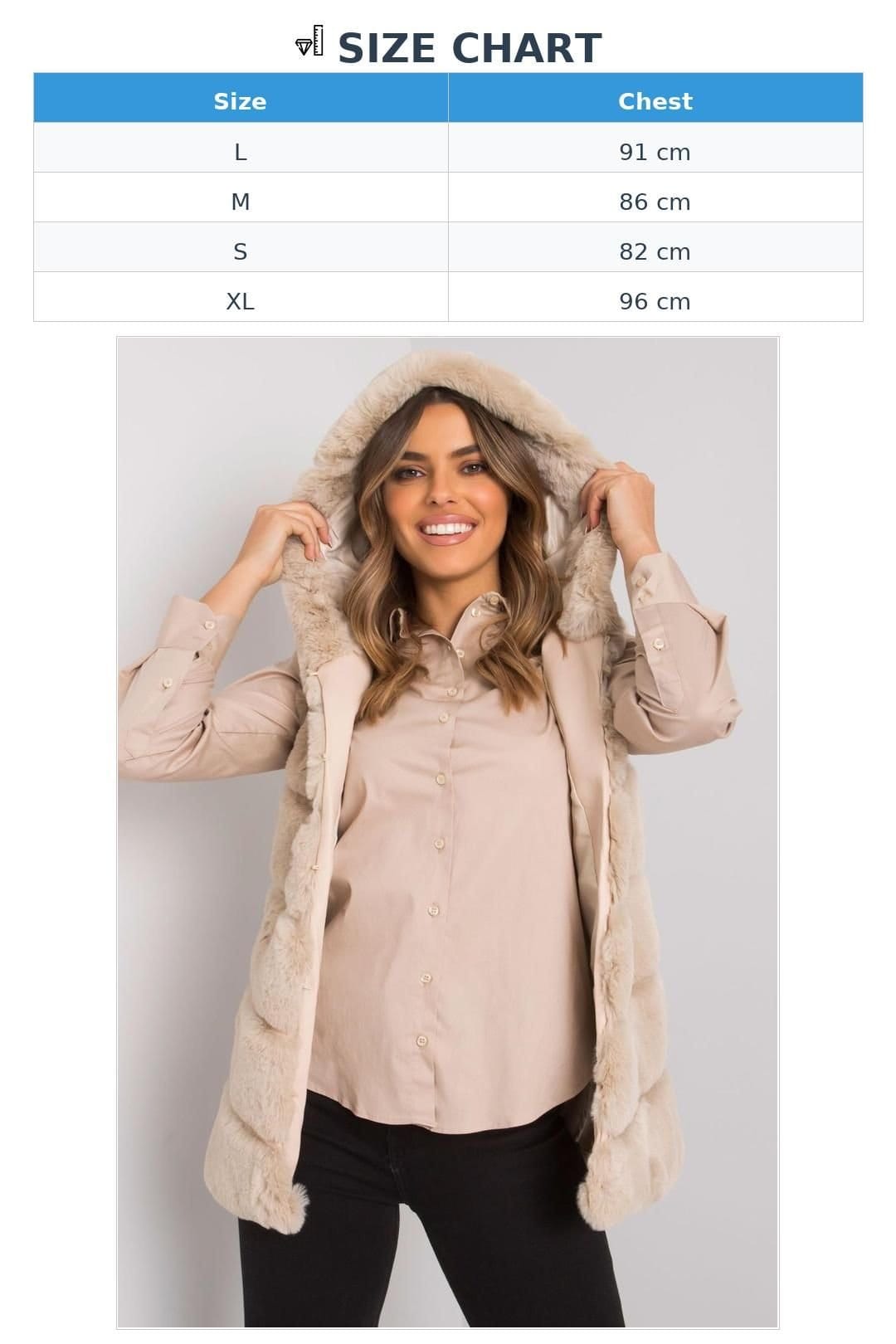 Love Lace Love Lace Women's Beige Hooded Lined Vest with Hook Closure - 4