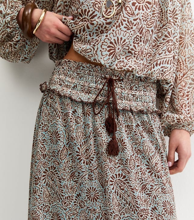 New Look Women's Blue Paisley Chiffon Tassel Tie Midi Skirt New Look - 2