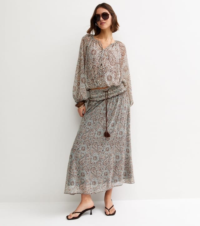 New Look Women's Blue Paisley Chiffon Tassel Tie Midi Skirt New Look - 3