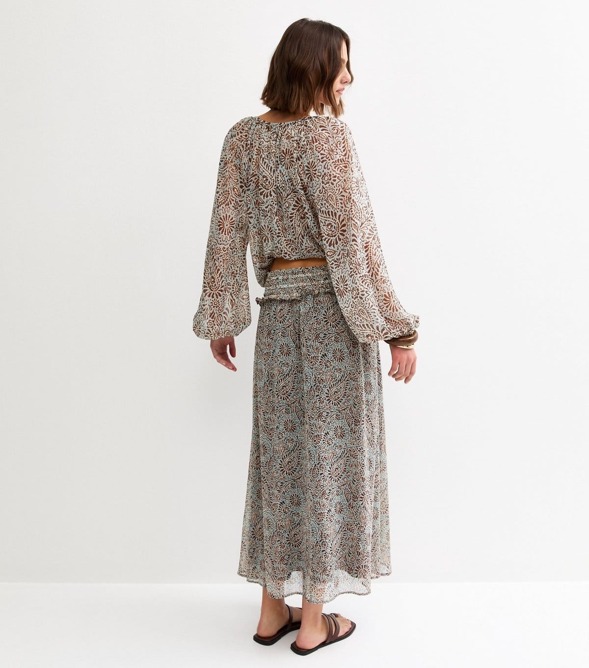 New Look Women's Blue Paisley Chiffon Tassel Tie Midi Skirt New Look - 4