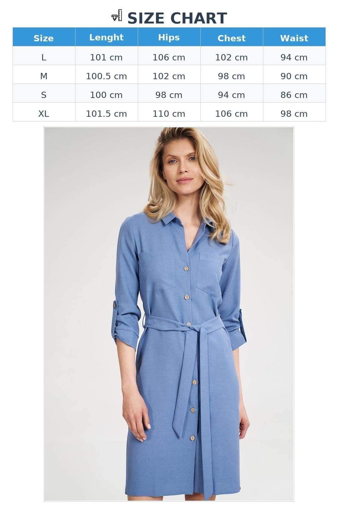 Love Lace Love Lace Women's Blue Long Shirt Dress Detachable Sleeves Tie Waist - 4