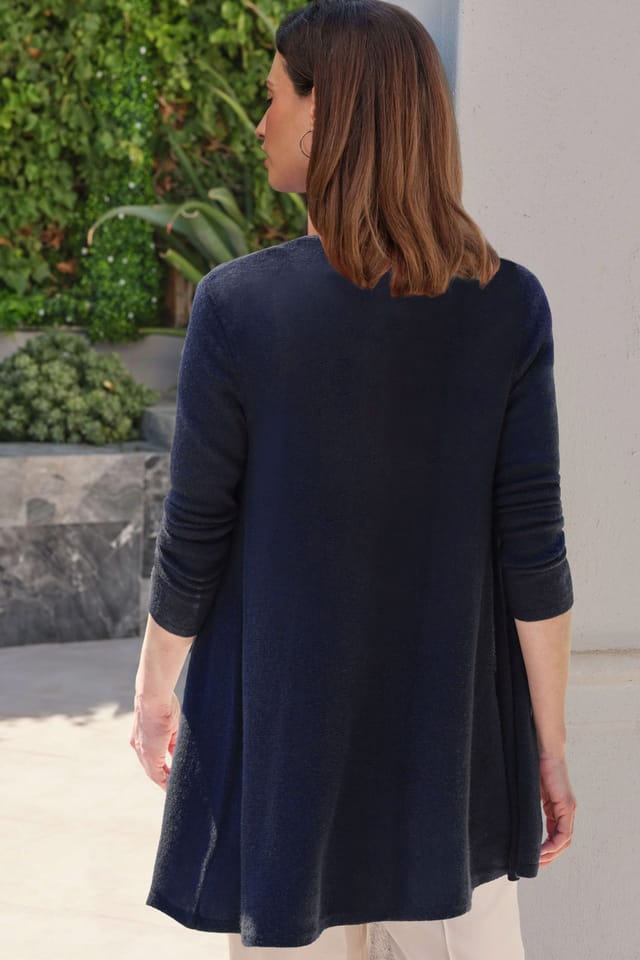 Pure Collection Pure Collection Women's Gassato Lightweight Cashmere Swing Cardigan in Navy - 3