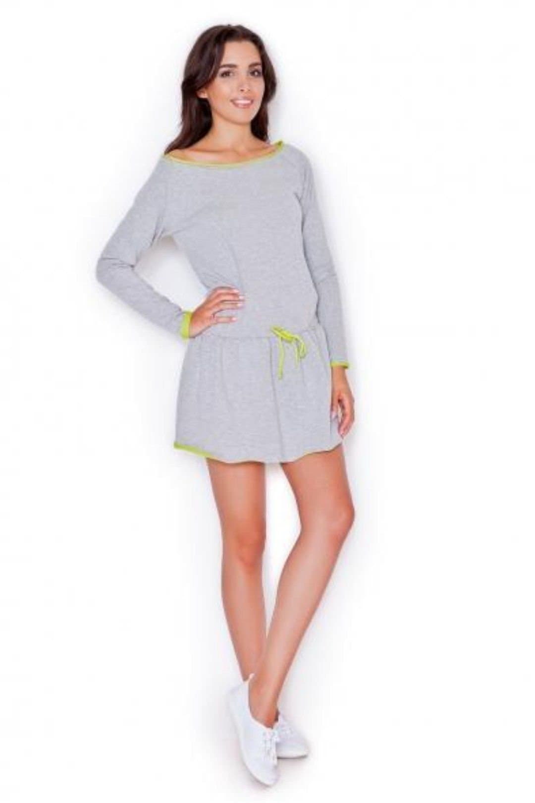 Love Lace Love Lace Women's Sporty Sweatshirt Knit Mini Dress with Tied Waist in Grey