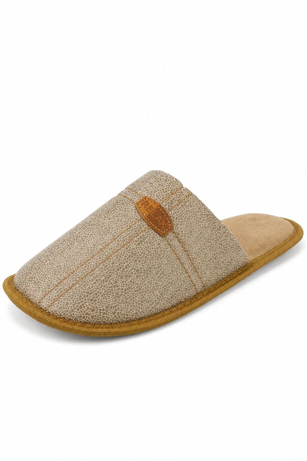 Spot On Spot On Men's Comfort Mule Slippers with Stitched Detail in Camel