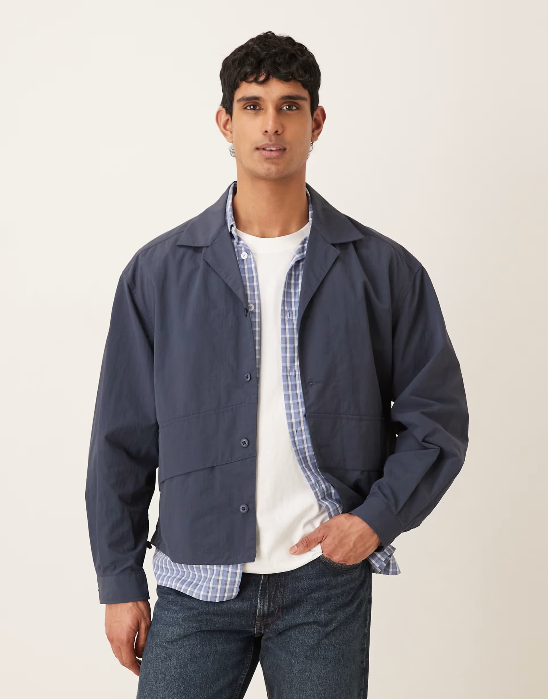ASOS ASOS DESIGN lightweight nylon jacket in dark navy
