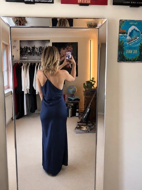 ASOS ASOS design Navy Satin Slip Maxi Dress UK 6 - 1