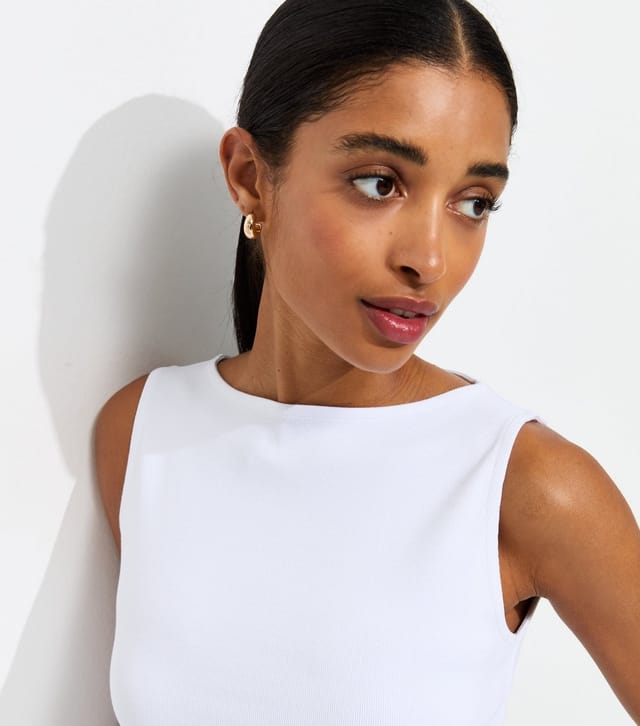 New Look Women's Premium White Heavyweight Cotton Slash Neck Top New Look - 3