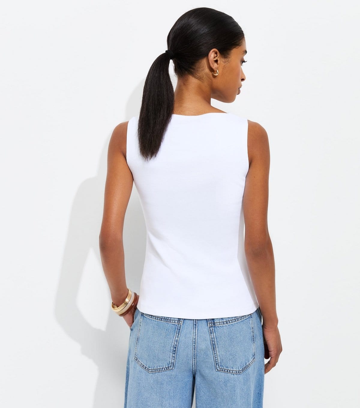 New Look Women's Premium White Heavyweight Cotton Slash Neck Top New Look - 4