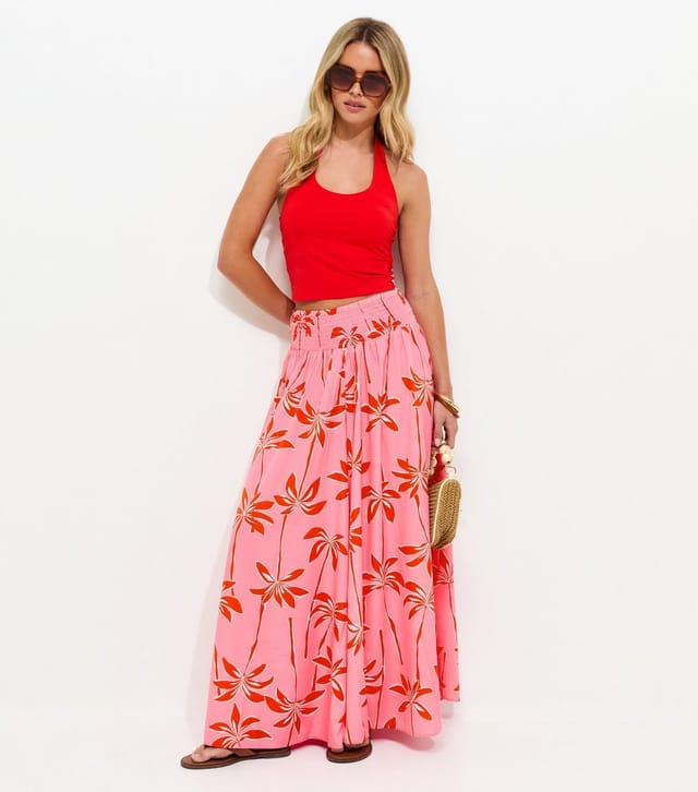 New Look Women's Petite Pink Palm Print Palazzo Trousers New Look - 2