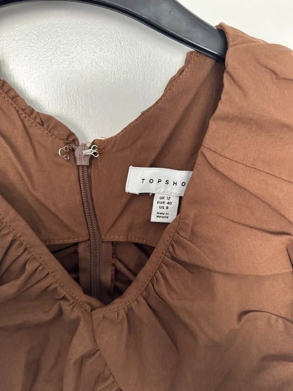 Topshop Topshop ruched brown top size 12