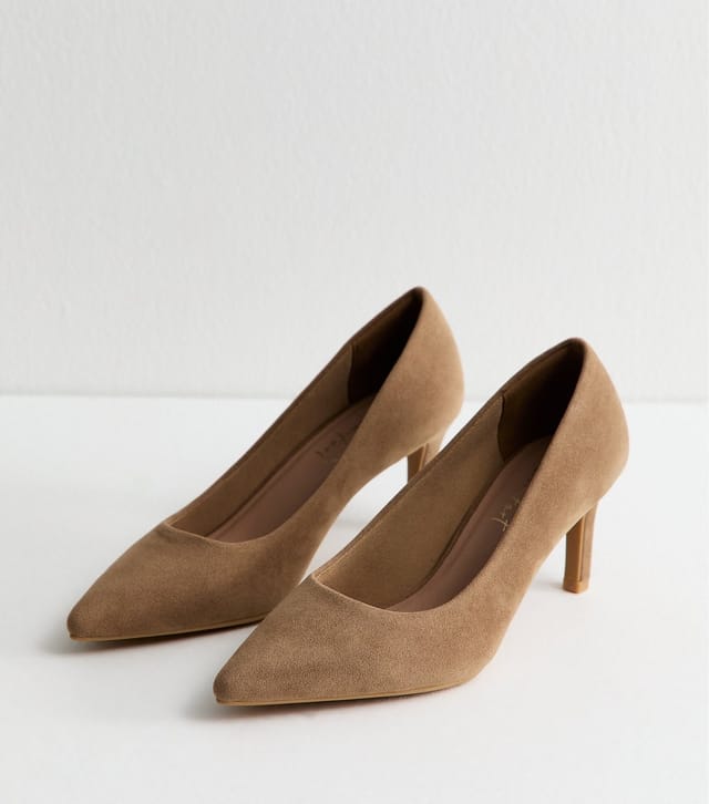 New Look Women's Camel Faux Suede Pointed Toe Court Shoes Vegan New Look - 2