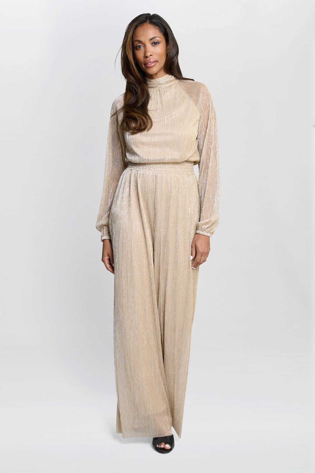 Gina Bacconi Gina Bacconi Women's Kylie Metallic Knit Jumpsuit in Gold