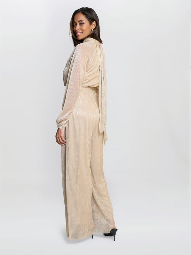 Gina Bacconi Gina Bacconi Women's Kylie Metallic Knit Jumpsuit in Gold - 2