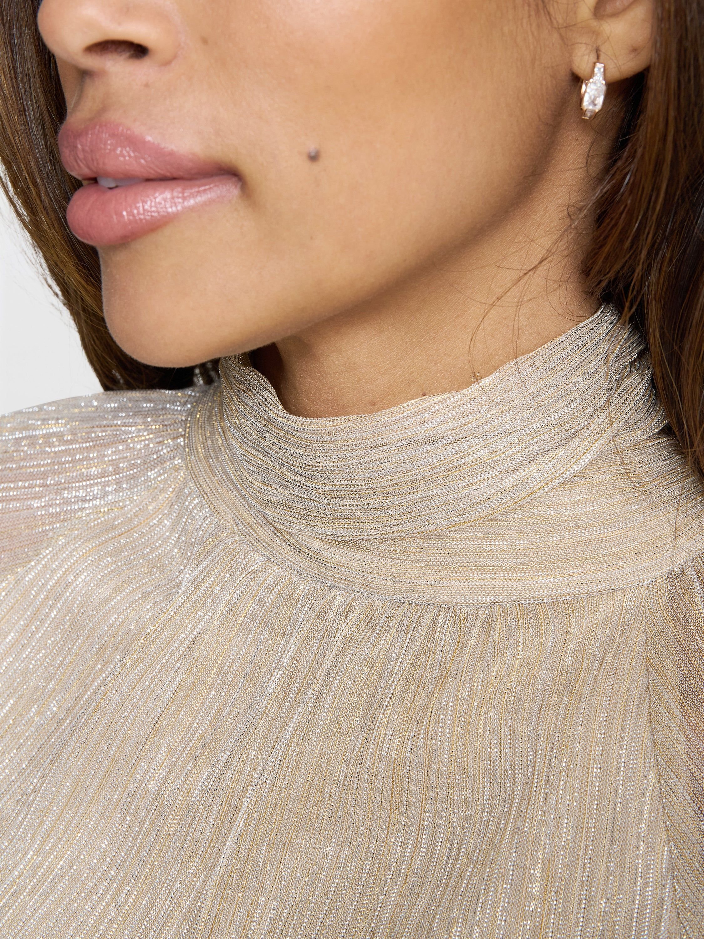 Gina Bacconi Gina Bacconi Women's Kylie Metallic Knit Jumpsuit in Gold - 4