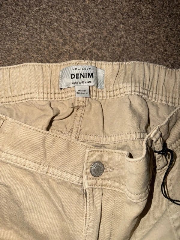 New Look Khaki Denim Cargo Jean Pants