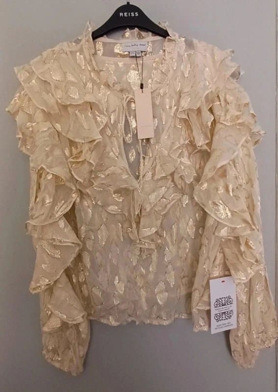 Never Fully Dressed Never Fully Dressed Cream/Gold Jacquard Blouse RRP £99 - size 18