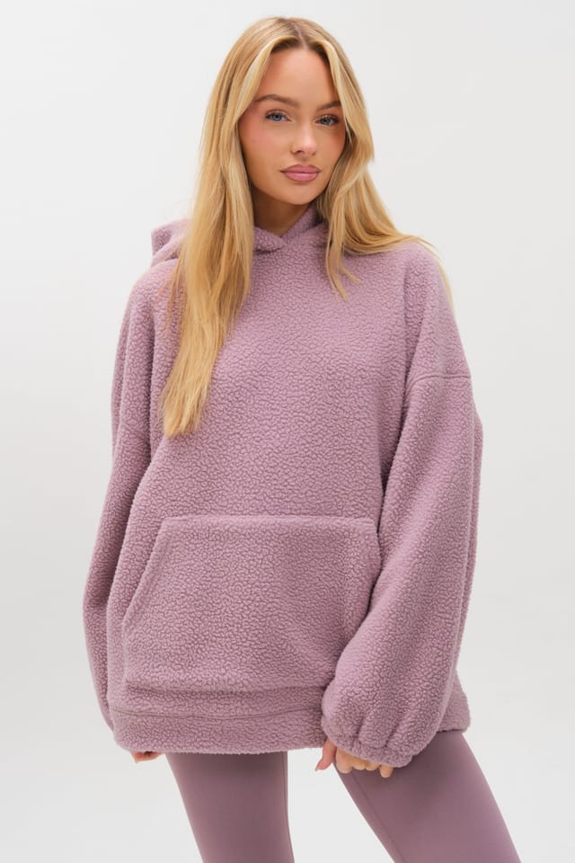 BCouture BCouture Women's Sherpa Fleece Hoodie & Leggings Set in Mauve - 2