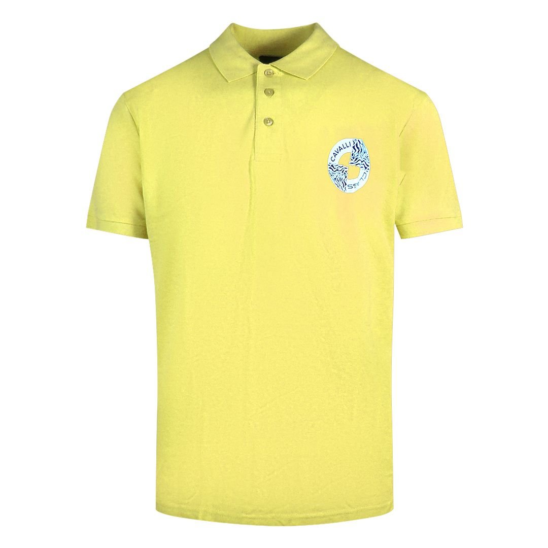Cavalli Class Cavalli Class Men's Circle Logo Yellow Polo Shirt - 2