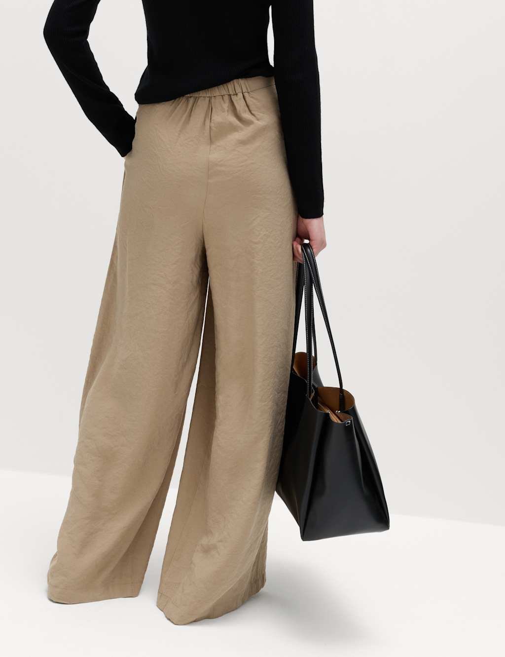 Marks & Spencer M&S Pleat Front Palazzo Trousers Mocha - 4