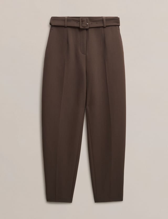 Hobbs London Hobbs London Women's Trina High-Waist Barrel Trousers in Dark Brown - 2