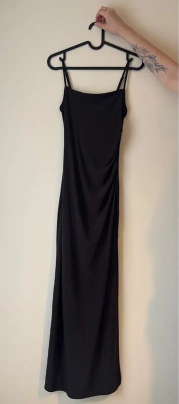 Bershka Bershka Brown Ruched Strap Midi Dress Size Medium