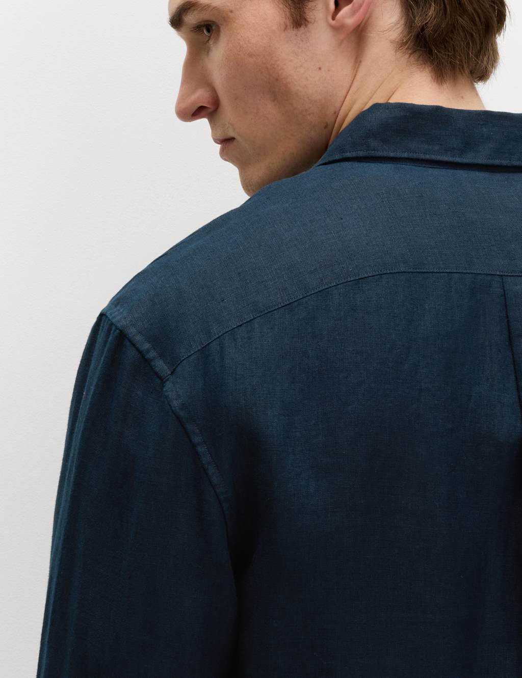 Marks & Spencer M&S Relaxed Fit Pure Linen Shirt Navy - 2