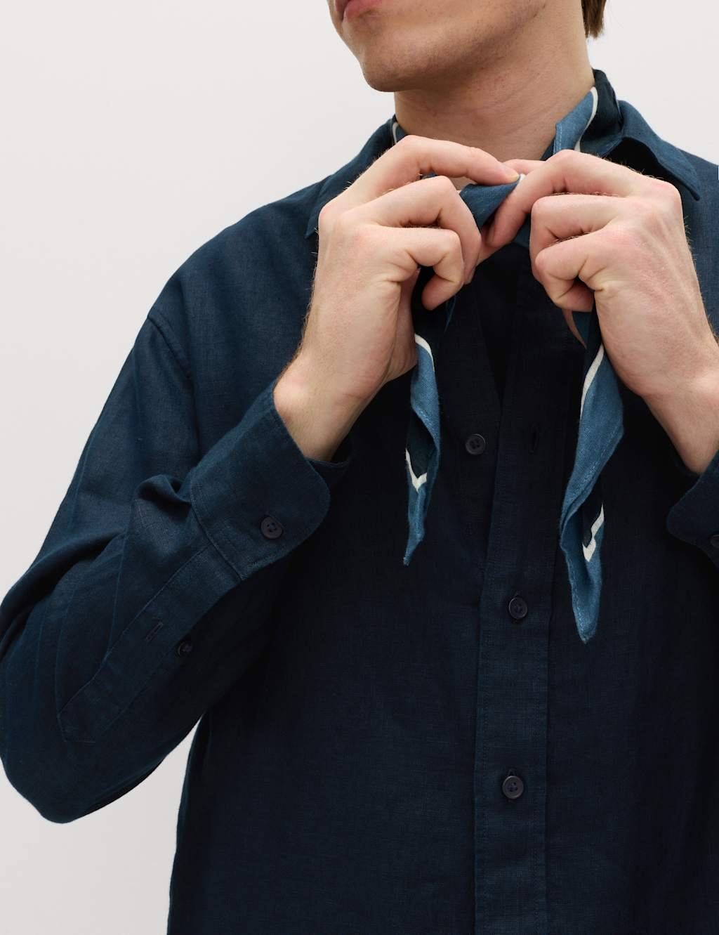 Marks & Spencer M&S Relaxed Fit Pure Linen Shirt Navy - 3