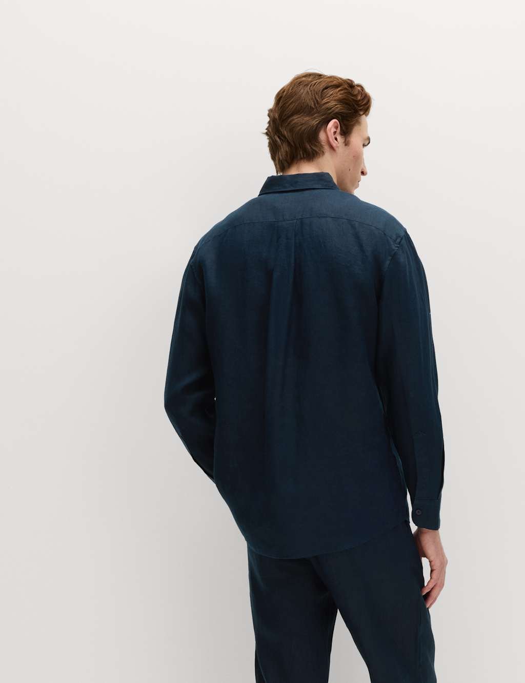 Marks & Spencer M&S Relaxed Fit Pure Linen Shirt Navy - 4