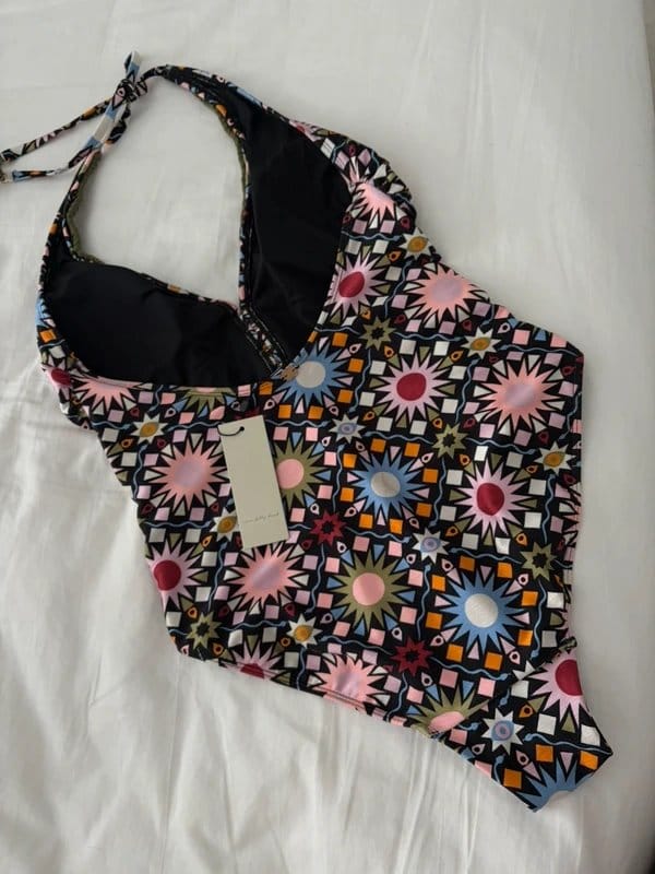 Never Fully Dressed Never fully dressed black tile print swimsuit size 14 - 1