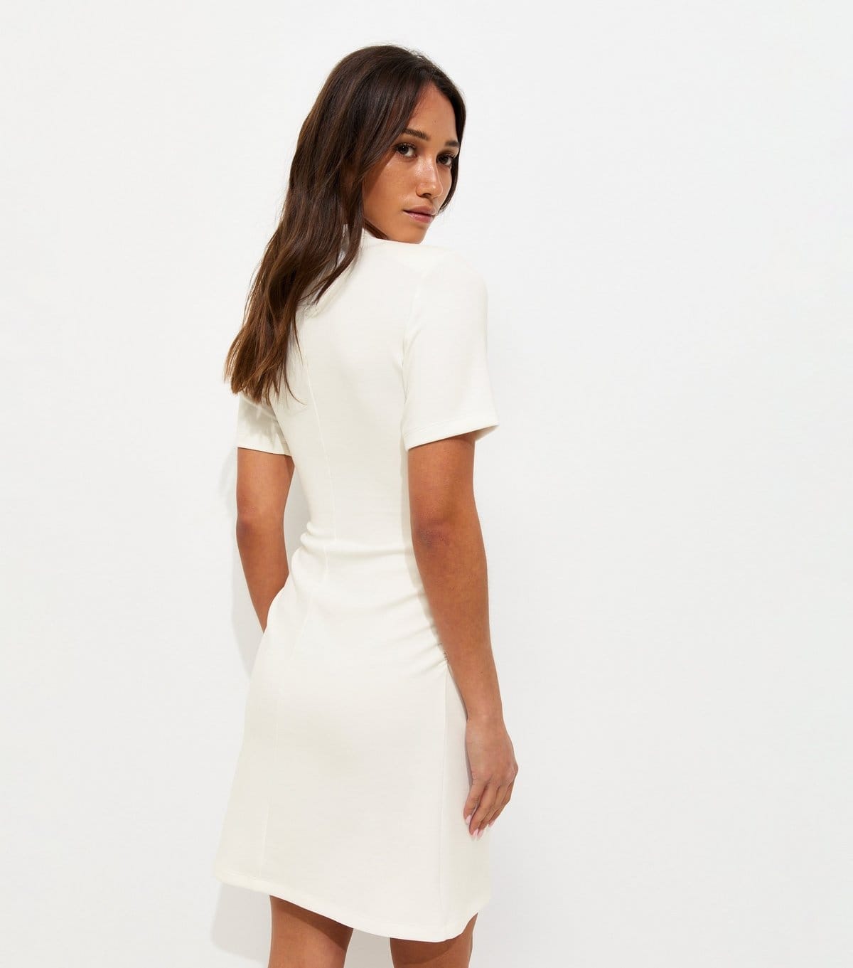 New Look Women's Cream Ruched Side Short Sleeve Mini Dress New Look - 4