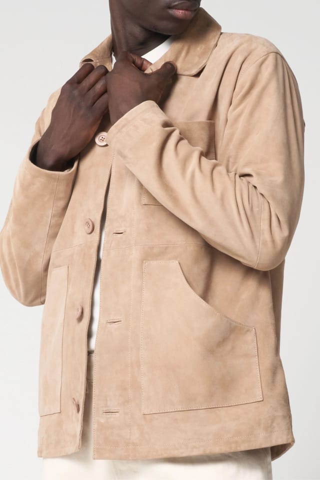 Barneys Originals Barneys Originals Men's Real Suede Chore Jacket in Light Sand - 2
