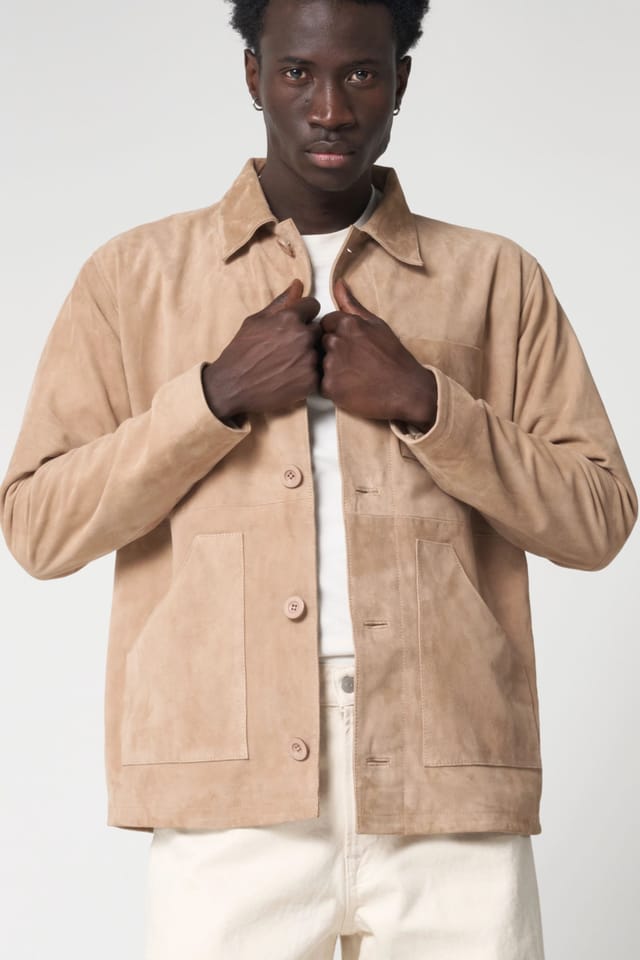 Barneys Originals Barneys Originals Men's Real Suede Chore Jacket in Light Sand - 3