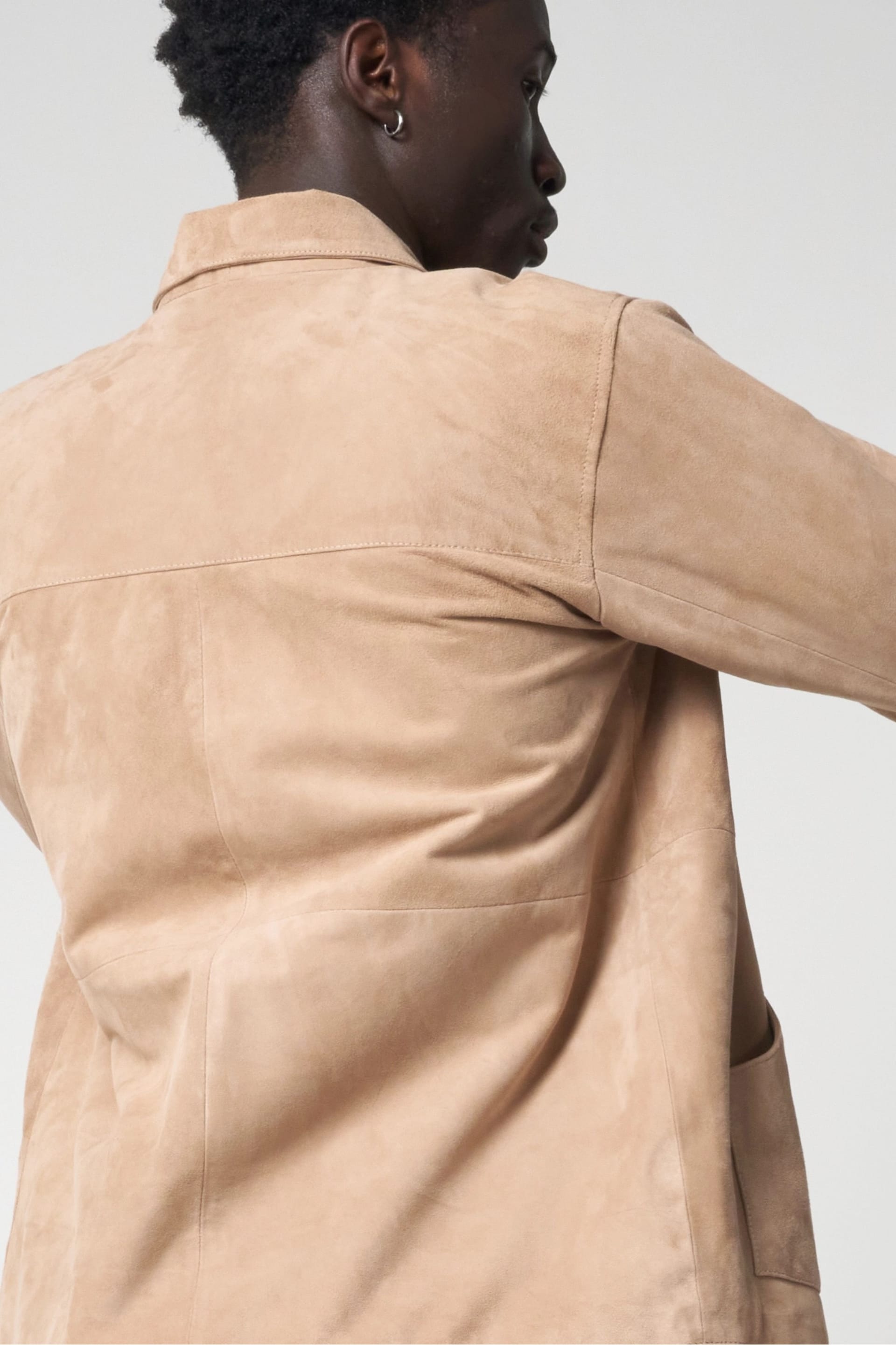 Barneys Originals Barneys Originals Men's Real Suede Chore Jacket in Light Sand - 4