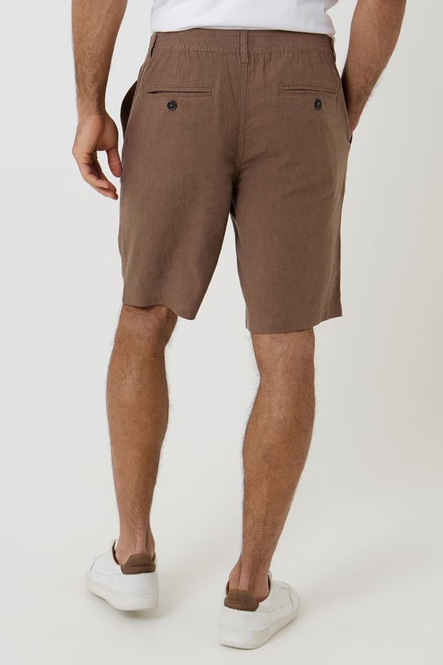 Threadbare Threadbare Men's Linen Blend Chino Shorts in Brown - 2