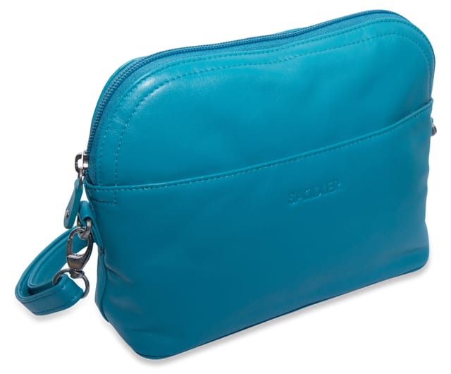 SADDLER SADDLER Women's 'Brooklyn' RFID Adjustable Strap Leather Zip Top Handbag in Teal - 3