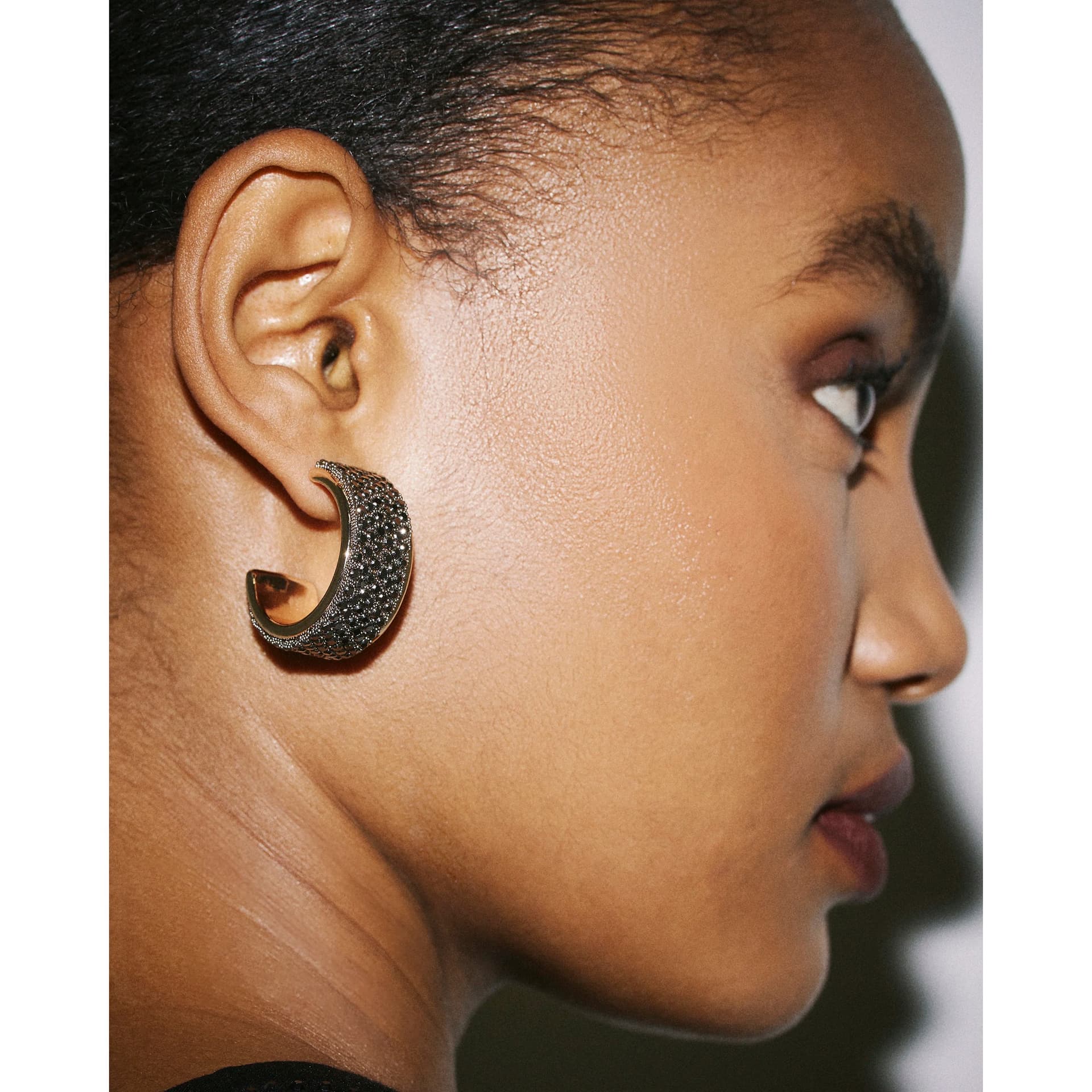River Island River Island Womens Black Gunmetal Diamante Hoops