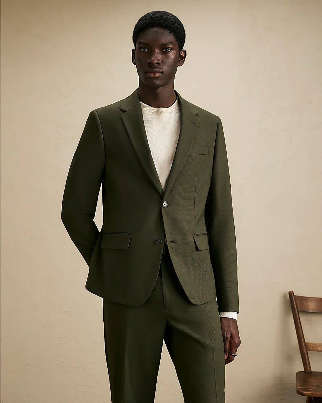 River Island Mens River Island Green Skinny Fit Textured Suit Jacket