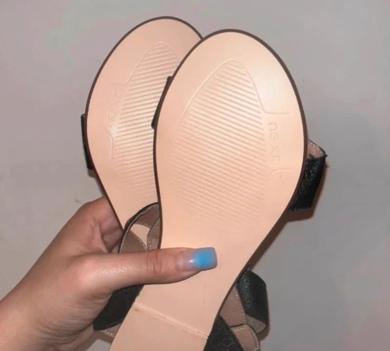 Next Next Black Leather Crystal Embellished Sandals / Size 4