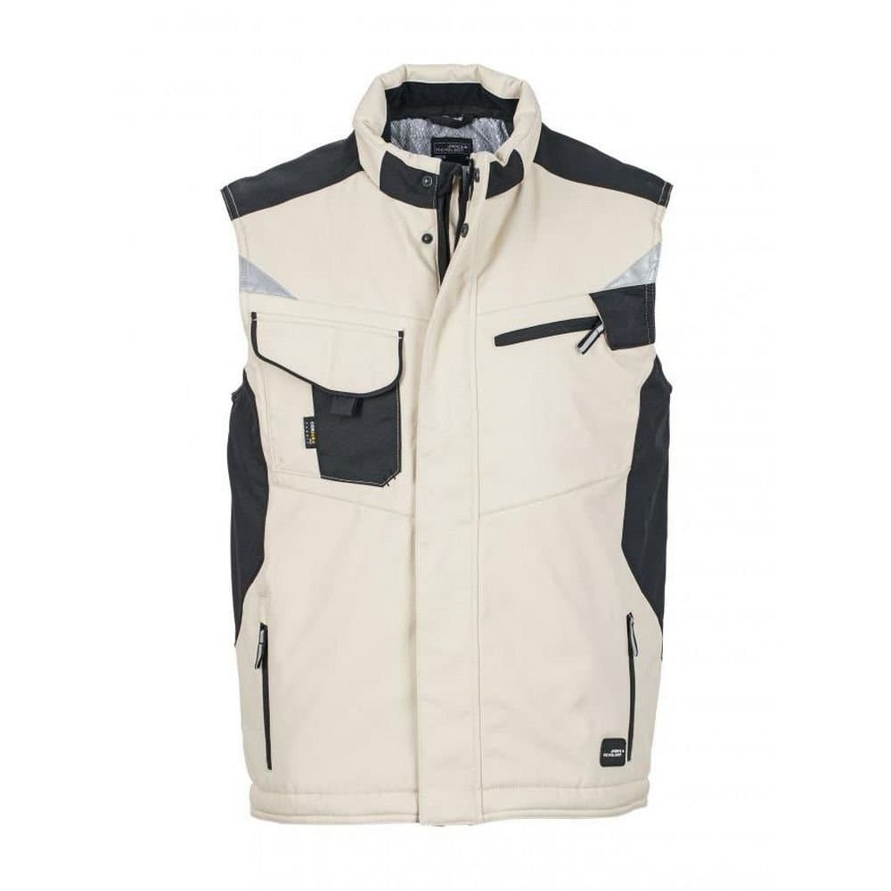 James and Nicholson James and Nicholson Men's Craftsmen Strong Softshell Gilet in Stone