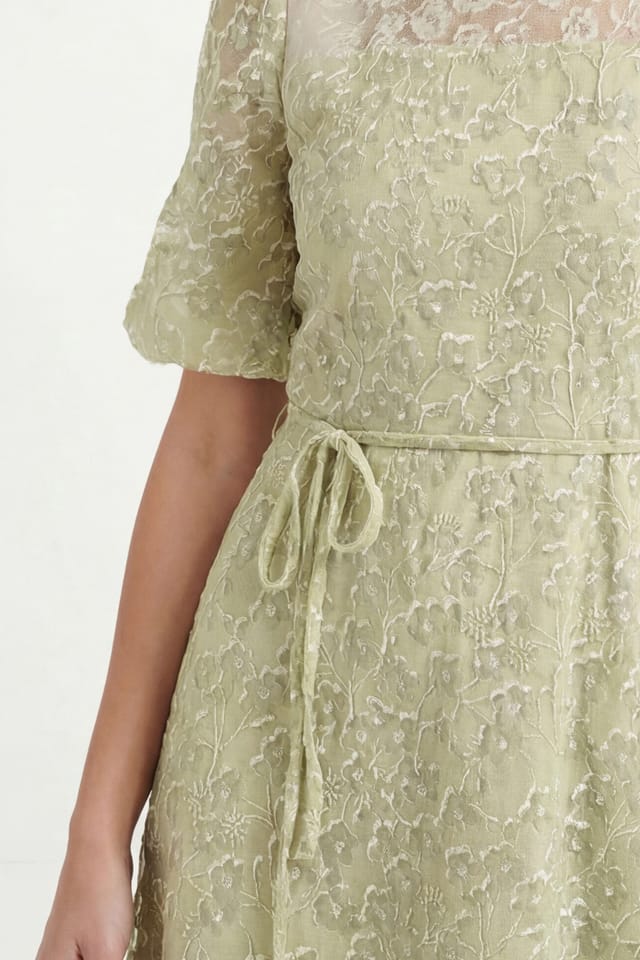 Wallis Wallis Women's Petite Burn Out Floral Organza Midi Dress in Olive - 2