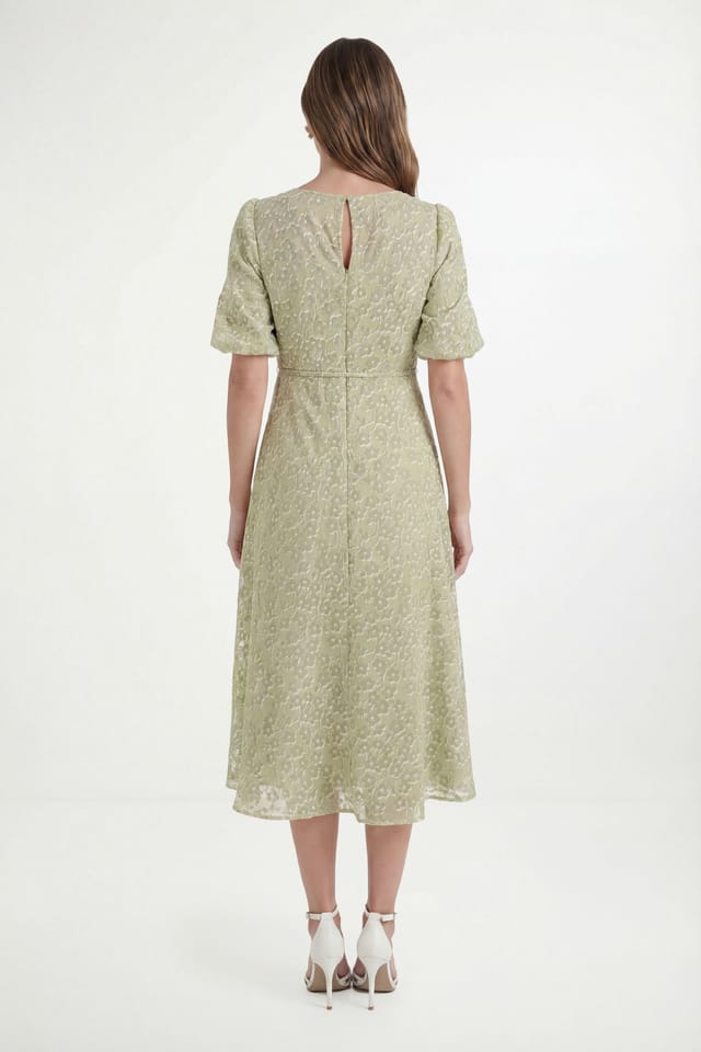 Wallis Wallis Women's Petite Burn Out Floral Organza Midi Dress in Olive - 3