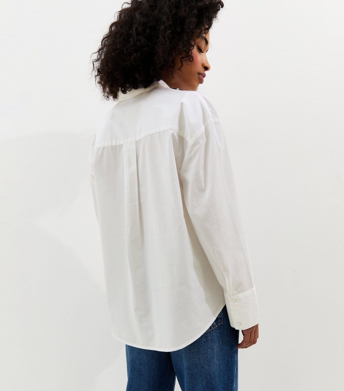 New Look Women's Off White Poplin Lace Embroidered Shirt New Look - 4