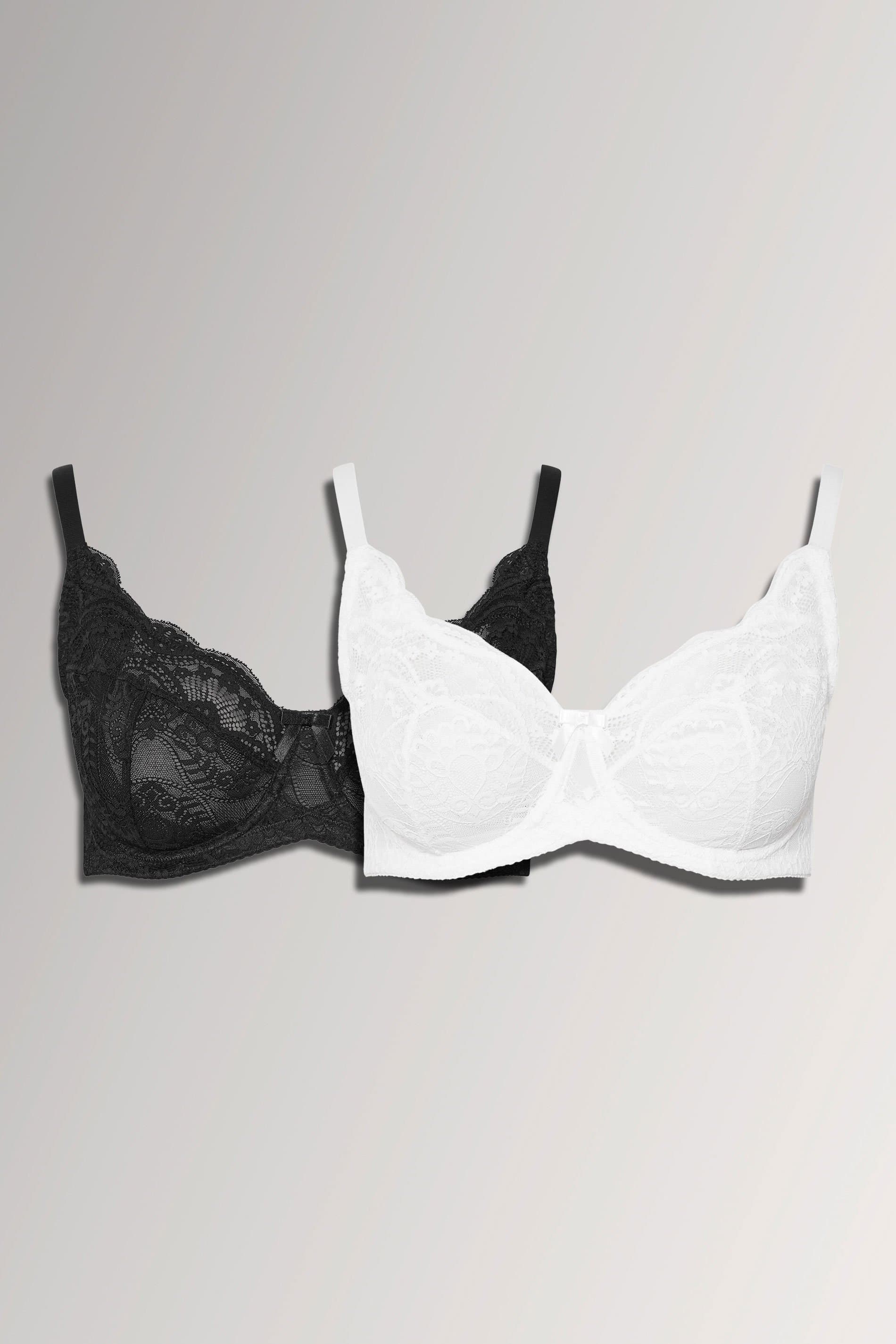 Yours 2 Pack Plus Size Black & White Swirl Lace Bras