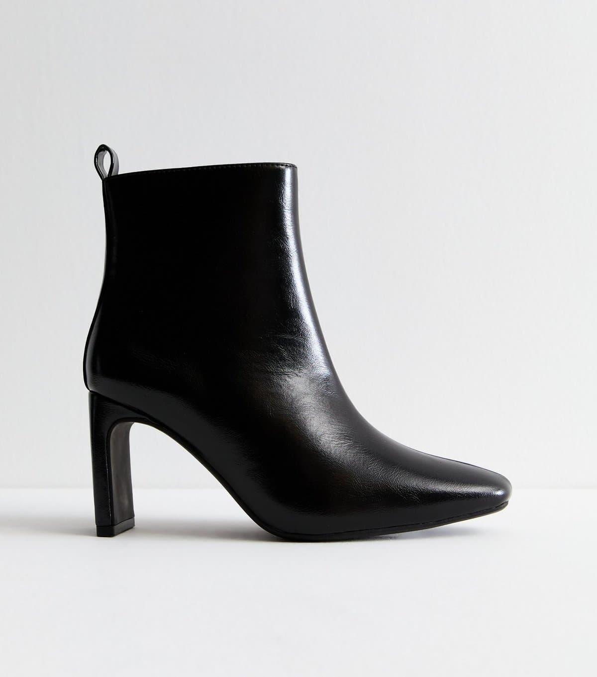 New Look Women's Black Square-Toe Ankle Boots Vegan New Look