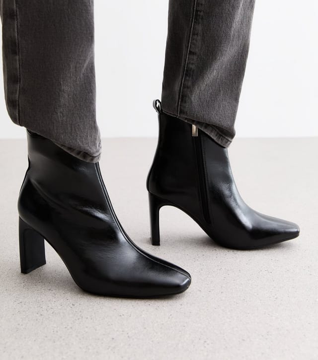 New Look Women's Black Square-Toe Ankle Boots Vegan New Look - 3
